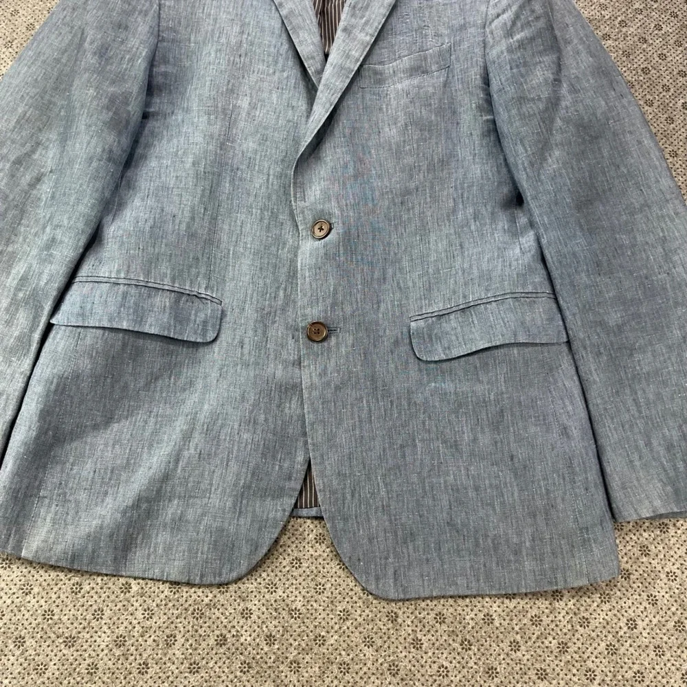 Banana Republic Slim Fit Linen Blazer Mens 40R Blue Chambray Sport Coat 2-Button